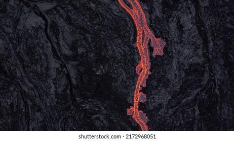 Lava River On Black, Solidified Lava