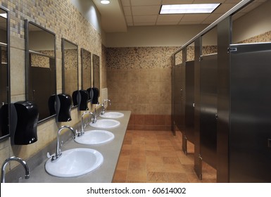 lavatory sinks in a public restroom - Shutterstock ID 60614002