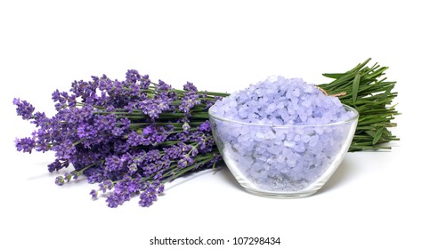 Lavender Bath Salt Isolated On White Background