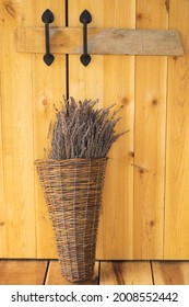 Lavender Bloom Floral Arrangement Against Barn Door