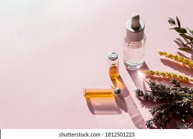 Lavender Essential Oil, Natural Face And Body Beauty Care Treatment.Ingredients For Homemade Cosmetics: Essential Oil, Lavander. Natural Aromatization At Home. Organic Scrub, Maskand Body Cream