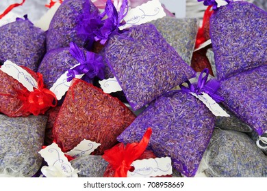 Lavender organza sachets filled with dried organic lavender flower buds