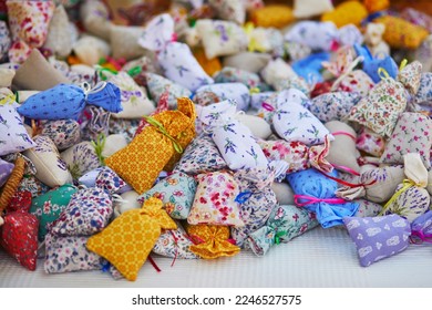 Lavender sachet bags on a street market in Cucuron, Provence, France - Shutterstock ID 2246527575