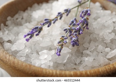 Lavender and sea salt in bowl, closeup - Powered by Shutterstock