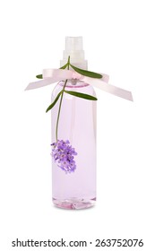 Lavender water  hydrosol spray bottle isolated on white background.