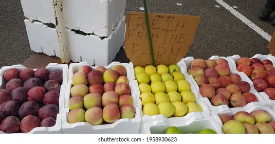 Laverton, Vic Australia - April 18 2021: Fresh Apples From The Farm On Sale At Fruit Stall