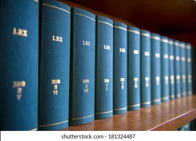 Law Books In Al Law Office's Bookshelf.