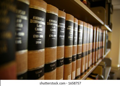 Law books on a shelf (shallow dof)
