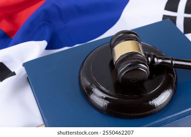 Law Code of rods in front of the Republic of Korea flag - Crime and the Law
