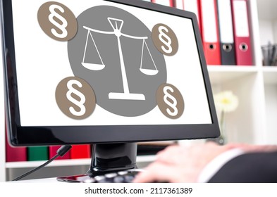 Law concept shown on a computer screen