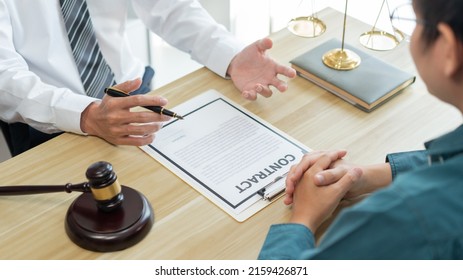 Law Consultancy Concept A Male Lawyer Finding Out Some Vague Information On The Contact And Asking For More Explanation