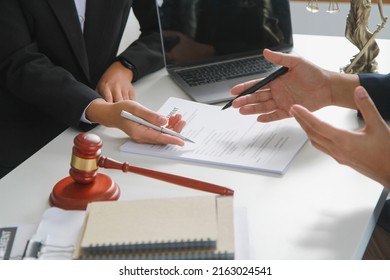 Law, Consultation, Agreement, Contract, Lawyers Advice On Litigation Matters And Sign Contracts As Lawyers To Accept Complaints For Clients. Concept Attorney.