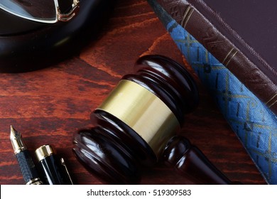 Law Education Concept.  A Gavel And Books.