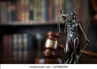 Law and justice. Bokeh background.