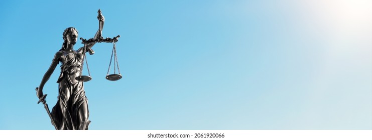 Law, legal concept with lady justice statue. Wide image with copy space - Shutterstock ID 2061920066