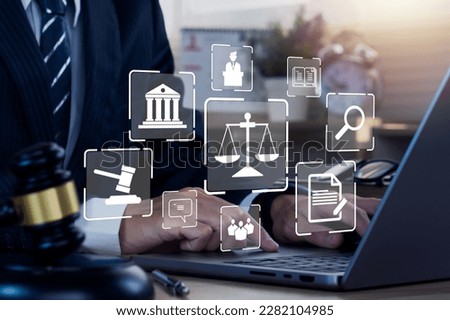 Law legal technology concept.Legal advice online,Internet law.Law and justice concept.