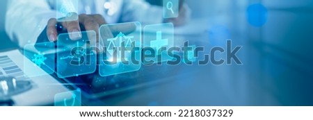 law and regulation on medicine pharmaceutical compliance, tablet computer technology, medical healthcare hospital justice rules and rights, doctor expert scale balance graphics icon banner background