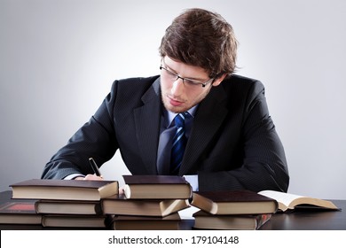 Law Student Working Hard Before An Exam