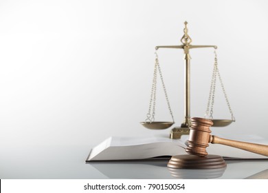Law symbols on bright background. Place for text.