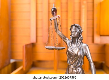 Law Theme,Lady Justice Statue On Court Background