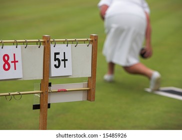 Lawn Bowls Scoreboard And Lady Player