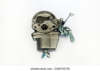 Lawn Mower Carburetor, Carburettor, Carburetter, Carb Of Lawn Mower On White Background.