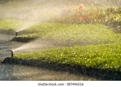 Lawn Sprinkler Spraying Water