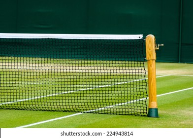 Lawn tennis court and net