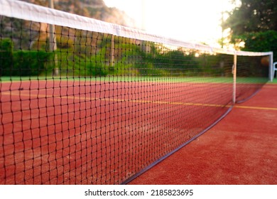 Lawn Tennis Court And Net Close Up