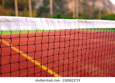 Lawn Tennis Court And Net Close Up