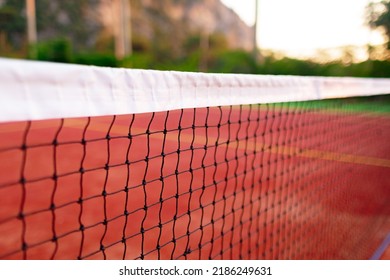 Lawn Tennis Court And Net Close Up