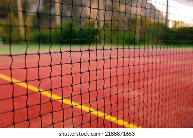 Lawn Tennis Court And Net Close Up