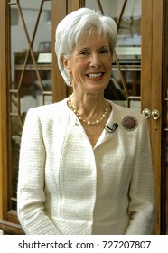 Lawrence, Kansas, USA, 12th February,  2015
Former Secretary Of Health And Human Services Kathleen Sebelius At The First In The Series 2015 Presidential Lectures.
 