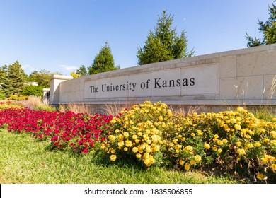 Lawrence, Kansas, USA - October 1, 2020: The University Of Kansas Sign