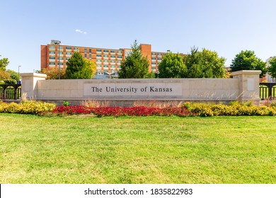 Lawrence, Kansas, USA - October 1, 2020: The University Of Kansas Sign