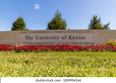 Lawrence, Kansas, USA - October 1, 2020: The University Of Kansas Sign