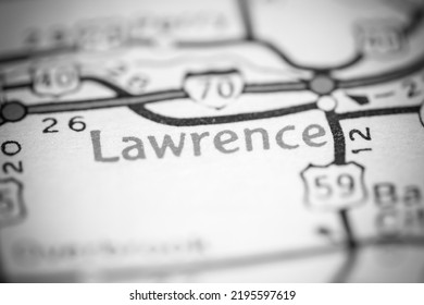 Lawrence. Kansas. USA On A Geography Map.