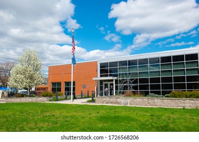 LAWRENCE, MA, USA - APR. 24, 2019: US Citizenship And Immigration Services USCIS At 2 Mill Street In Downtown Lawrence, Massachusetts MA, USA. 