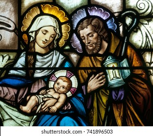 Holy Family Jesus Mary Joseph Laminated Hanging Picture Wooden Plaque