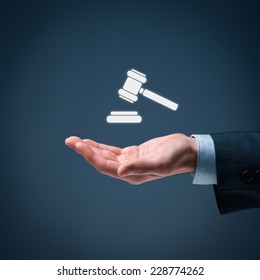 Lawyer (advocate, Jurist) Grant Legal Aid. Law Represented By Judicial Gavel Icon. 