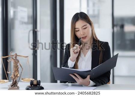 Lawyer asian woman working at desk in law office. Law, Lawyer businesswoman.