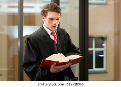 Lawyer With Civil Law Code In A Court Room