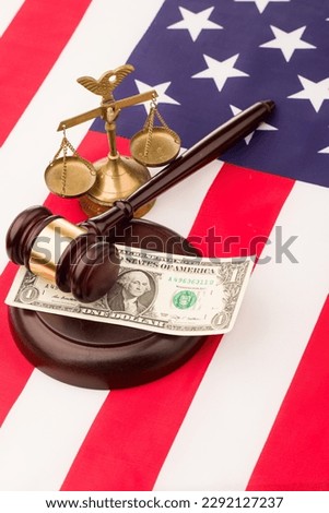 lawyer gavel on the american flag