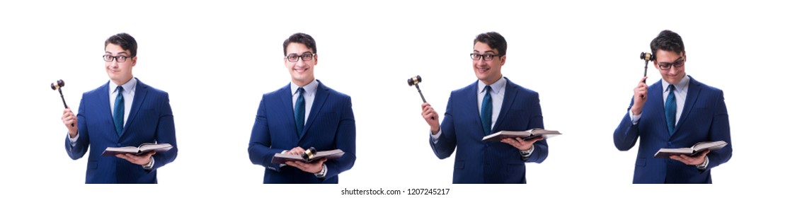 Lawyer Law Student With A Gavel Isolated On White Background