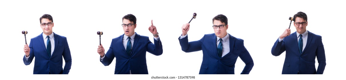 Lawyer Law Student With A Gavel Isolated On White Background