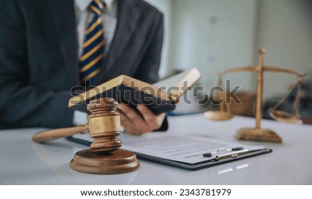 Lawyer or lawyer reading law clause or advising business clients, companies, tax and law and the law.