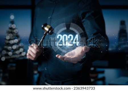 A lawyer shows 2024. Concept of New Year 2024.