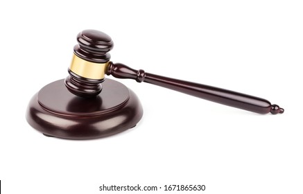 Lawyer's Hammer. Judge Gavel On White Background