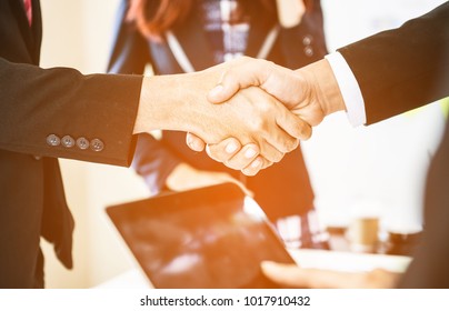 Lawyers Handshake,Attorneys From A Law Firm Provide Confidence To Clients And Promise To Win Cases,Justice Legal Concepts,Lawyer From Law Firms With Justice Legal Concepts.Clients Is Trust In Team. 