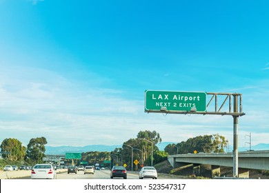 LAX Exits Sign In Los Angeles, California